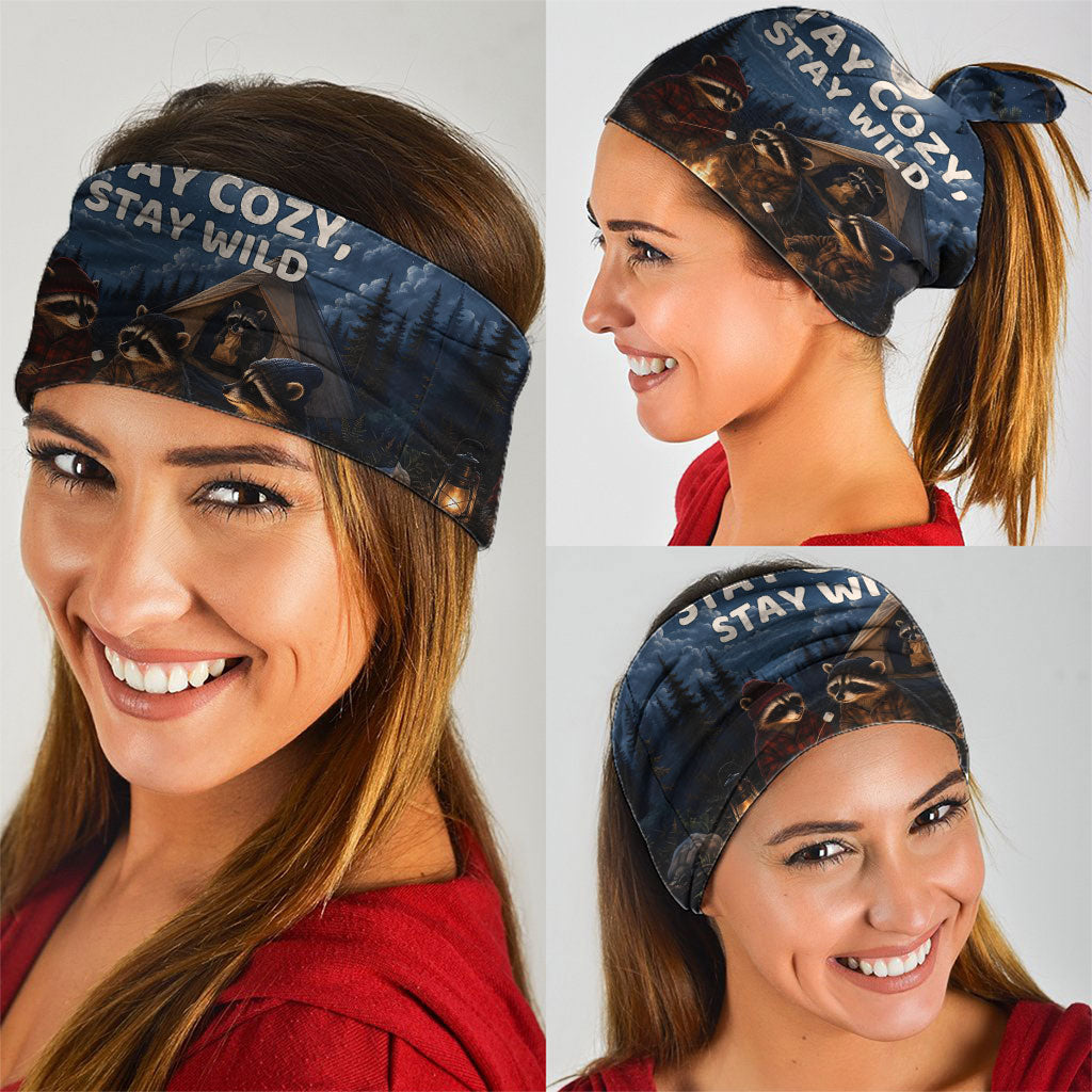 Raccoons Campfire Stay Cozy Stay Wild Neck Gaiter Starry Night Forest Wildlife