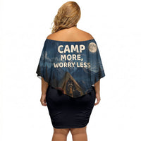 Raccoons Campfire Stay Cozy Stay Wild Off Shoulder Short Dress Starry Night Forest Wildlife