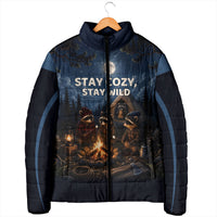 Raccoons Campfire Stay Cozy Stay Wild Padded Jacket Starry Night Forest Wildlife