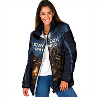 Raccoons Campfire Stay Cozy Stay Wild Padded Jacket Starry Night Forest Wildlife