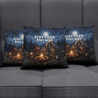 Raccoons Campfire Stay Cozy Stay Wild Pillow Cover Starry Night Forest Wildlife