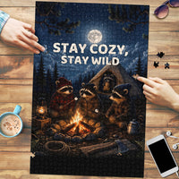 Raccoons Campfire Stay Cozy Stay Wild Puzzle Starry Night Forest Wildlife