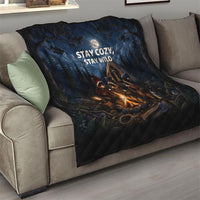 Raccoons Campfire Stay Cozy Stay Wild Quilt Starry Night Forest Wildlife