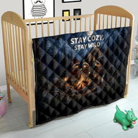Raccoons Campfire Stay Cozy Stay Wild Quilt Starry Night Forest Wildlife
