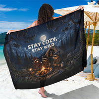 Raccoons Campfire Stay Cozy Stay Wild Sarong Starry Night Forest Wildlife