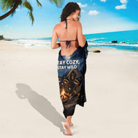 Raccoons Campfire Stay Cozy Stay Wild Sarong Starry Night Forest Wildlife