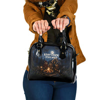 Raccoons Campfire Stay Cozy Stay Wild Shoulder Handbag Starry Night Forest Wildlife