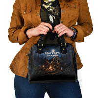 Raccoons Campfire Stay Cozy Stay Wild Shoulder Handbag Starry Night Forest Wildlife