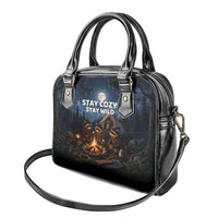 Raccoons Campfire Stay Cozy Stay Wild Shoulder Handbag Starry Night Forest Wildlife