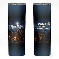 Raccoons Campfire Stay Cozy Stay Wild Skinny Tumbler Starry Night Forest Wildlife