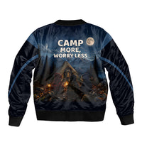 Raccoons Campfire Stay Cozy Stay Wild Sleeve Zip Bomber Jacket Starry Night Forest Wildlife