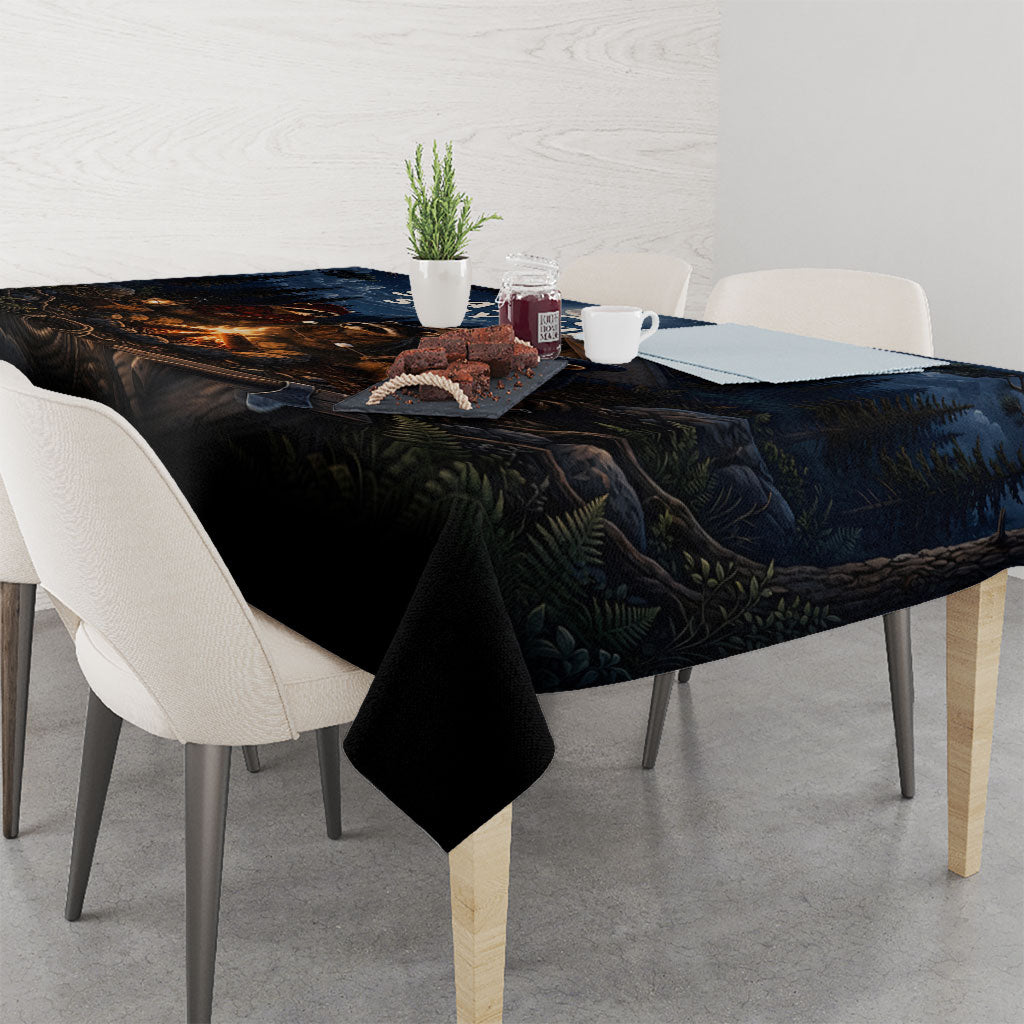 Raccoons Campfire Stay Cozy Stay Wild Tablecloth Starry Night Forest Wildlife