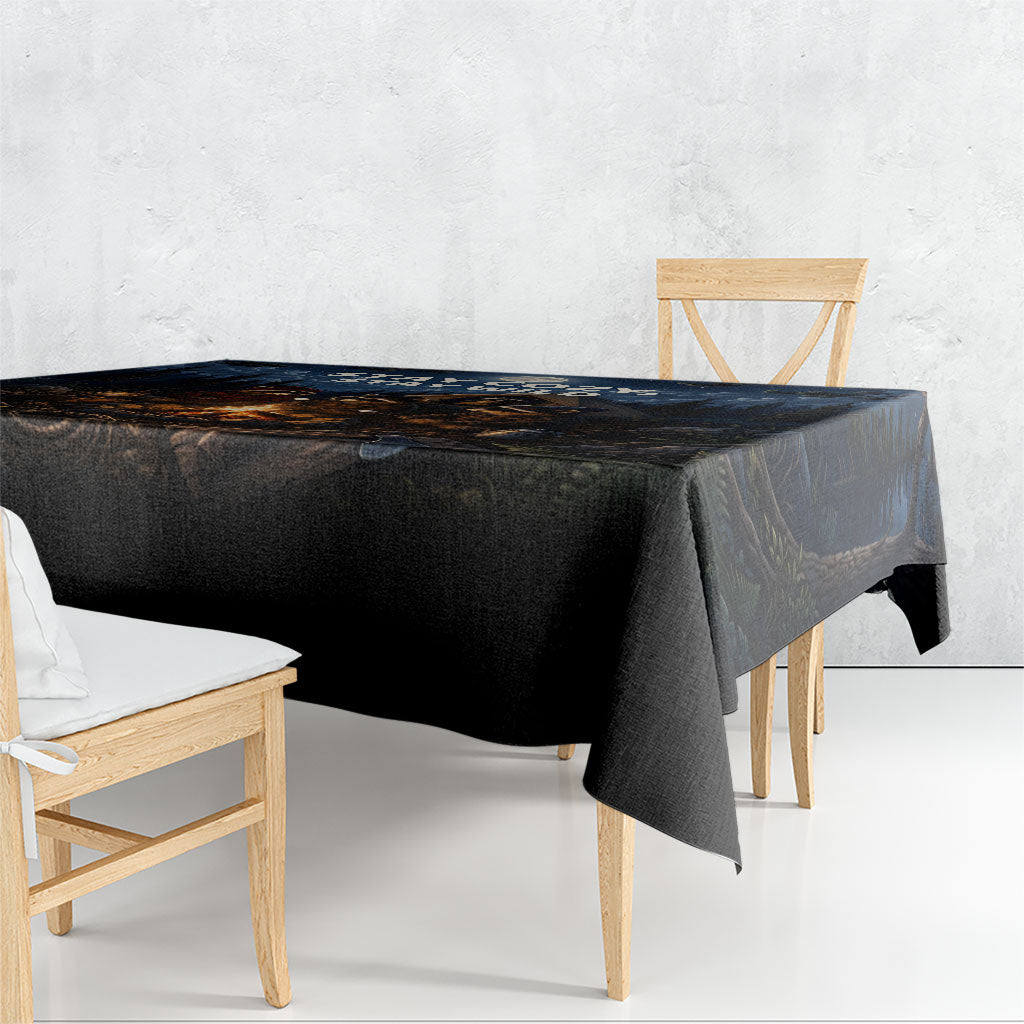Raccoons Campfire Stay Cozy Stay Wild Tablecloth Starry Night Forest Wildlife
