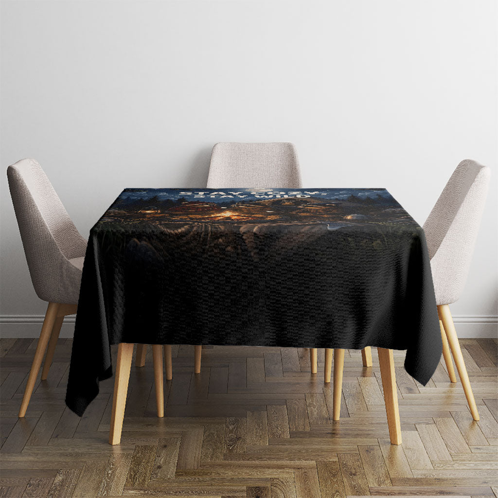 Raccoons Campfire Stay Cozy Stay Wild Tablecloth Starry Night Forest Wildlife