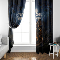 Raccoons Campfire Stay Cozy Stay Wild Window Curtain Starry Night Forest Wildlife