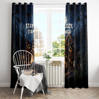 Raccoons Campfire Stay Cozy Stay Wild Window Curtain Starry Night Forest Wildlife