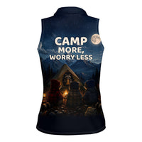 Raccoons Campfire Stay Cozy Stay Wild Women Sleeveless Polo Shirt Starry Night Forest Wildlife