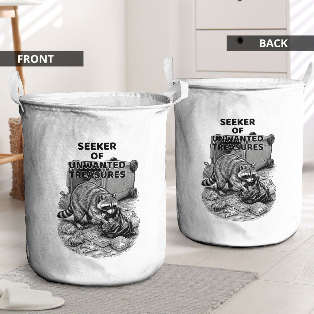 Raccoon I Am Not A Raccoon I Am A Trash Panda Laundry Basket Funny Animal Meme Grayscale Sketch Illustration