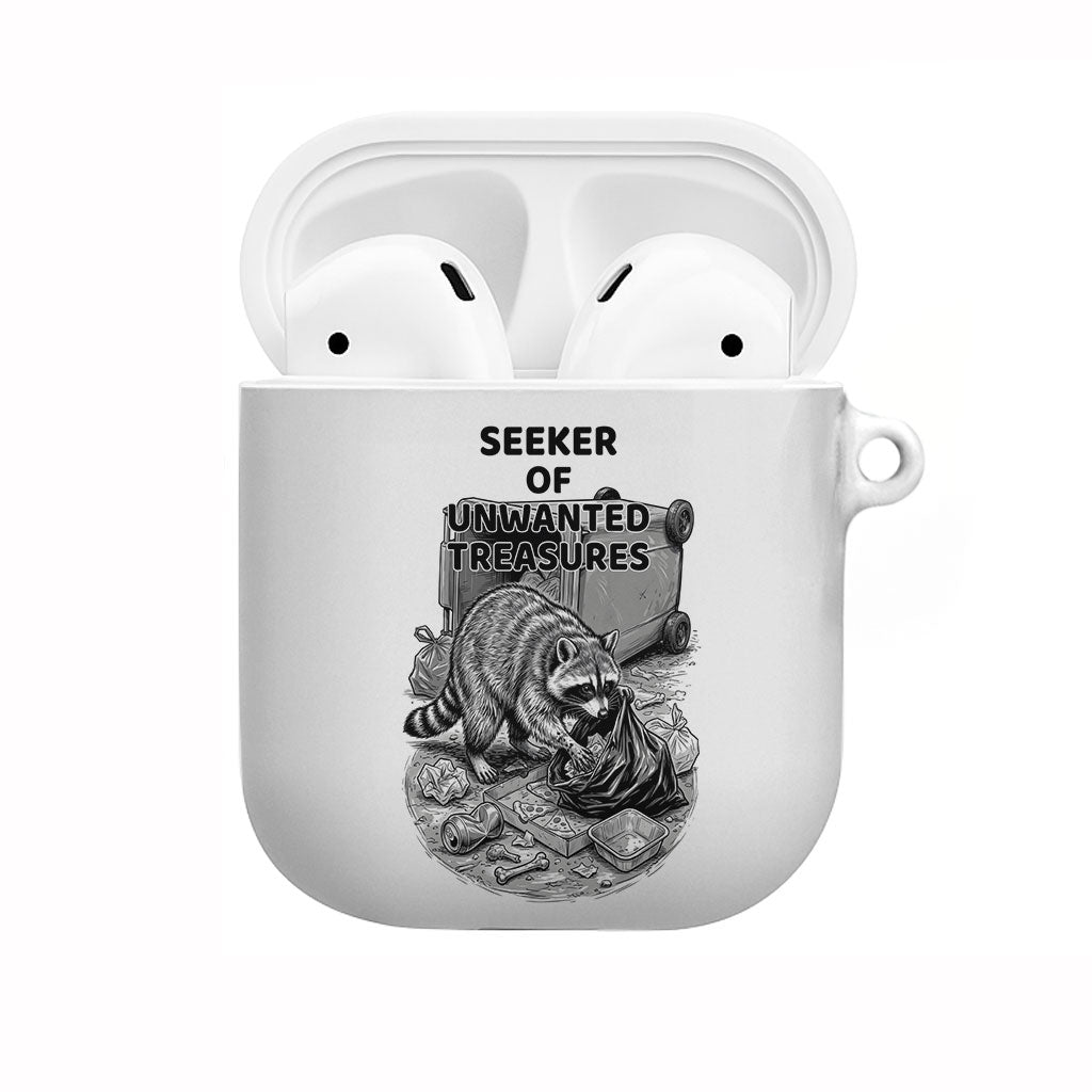 Raccoon I Am Not A Raccoon I Am A Trash Panda AirPods Case Funny Animal Meme Grayscale Sketch Illustration