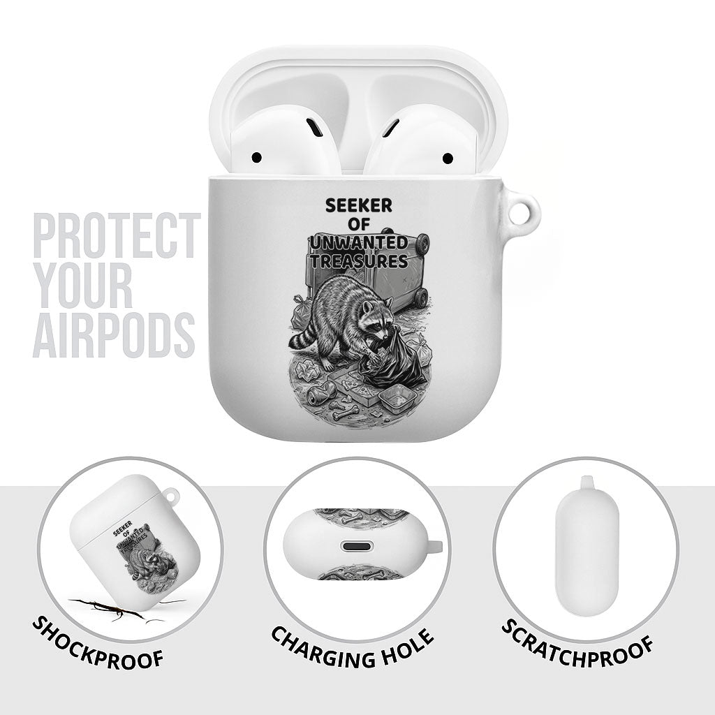 Raccoon I Am Not A Raccoon I Am A Trash Panda AirPods Case Funny Animal Meme Grayscale Sketch Illustration