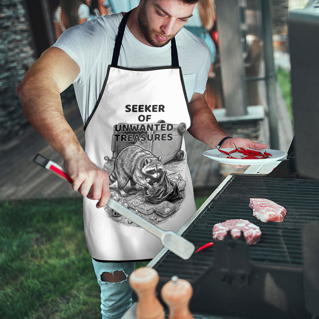 Raccoon I Am Not A Raccoon I Am A Trash Panda Apron Funny Animal Meme Grayscale Sketch Illustration