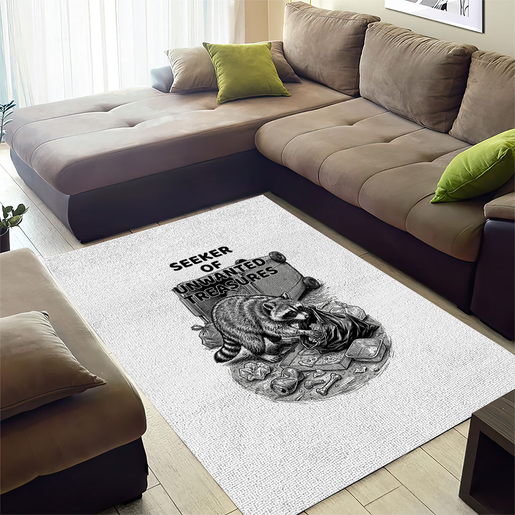 Raccoon I Am Not A Raccoon I Am A Trash Panda Area Rug Funny Animal Meme Grayscale Sketch Illustration