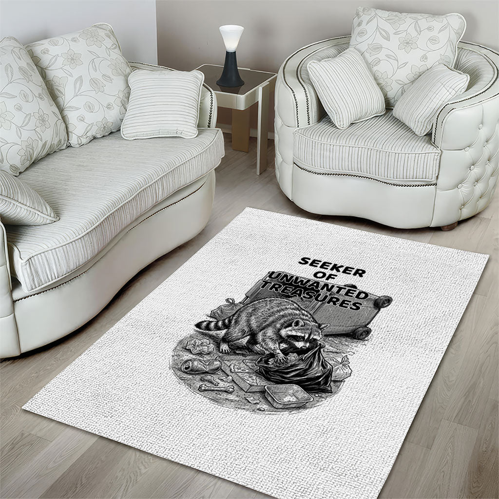 Raccoon I Am Not A Raccoon I Am A Trash Panda Area Rug Funny Animal Meme Grayscale Sketch Illustration