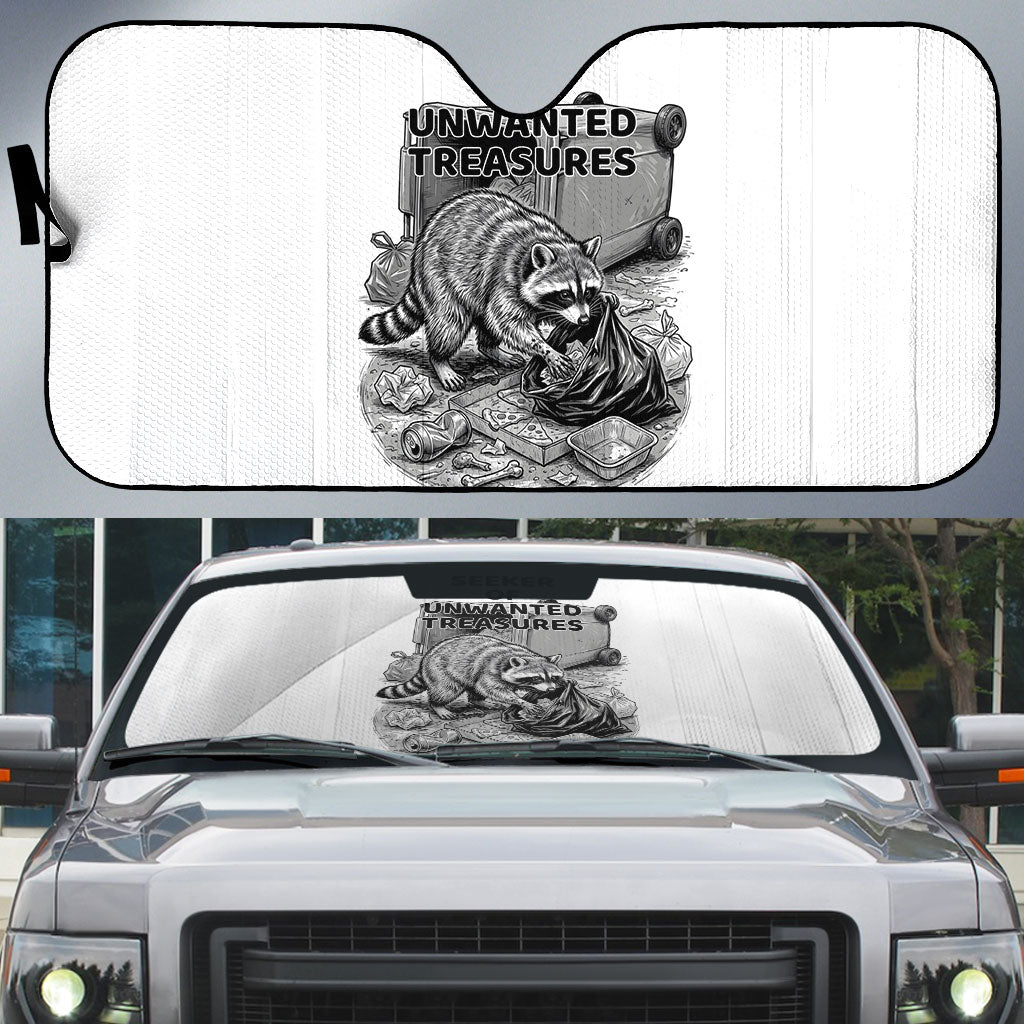 Raccoon I Am Not A Raccoon I Am A Trash Panda Auto Sun Shade Funny Animal Meme Grayscale Sketch Illustration