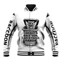 Raccoon I Am Not A Raccoon I Am A Trash Panda Baseball Jacket Funny Animal Meme Grayscale Sketch Illustration
