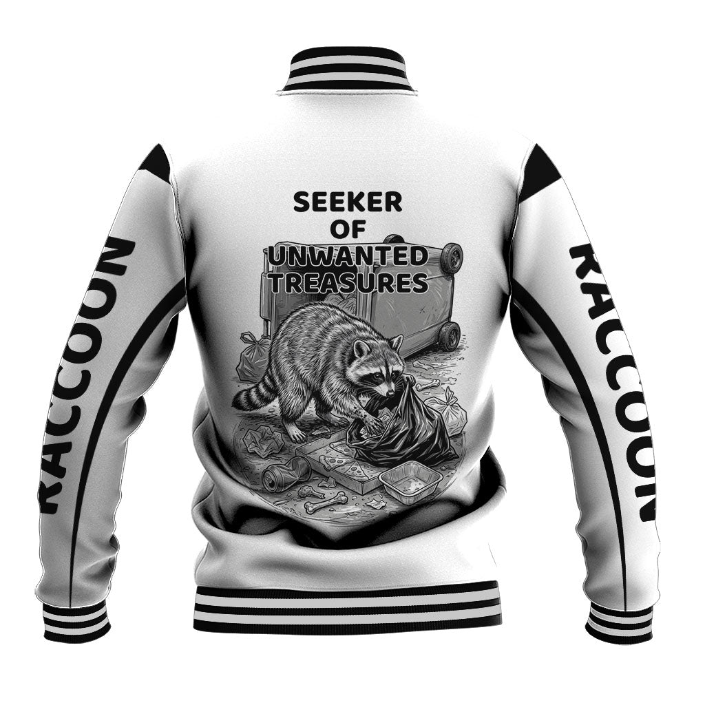 Raccoon I Am Not A Raccoon I Am A Trash Panda Baseball Jacket Funny Animal Meme Grayscale Sketch Illustration