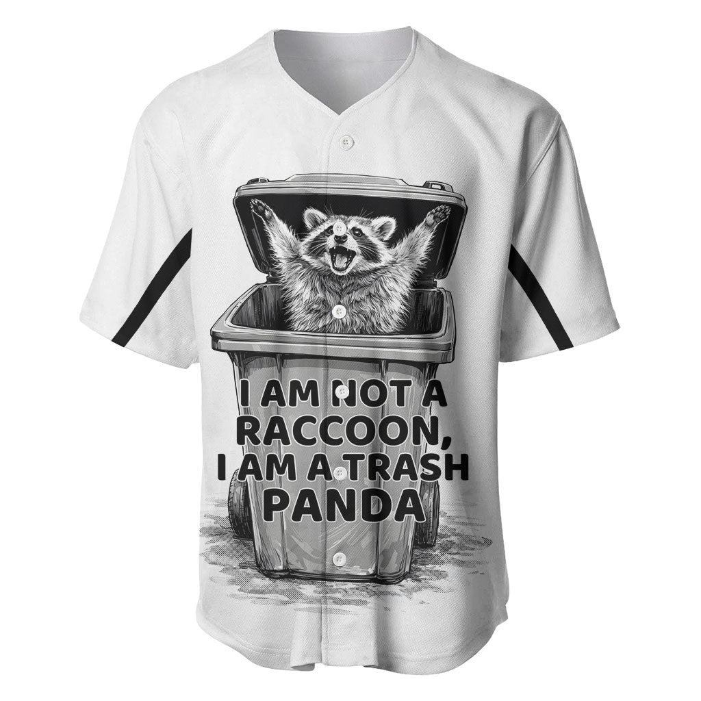 Raccoon I Am Not A Raccoon I Am A Trash Panda Baseball Jersey Funny Animal Meme Grayscale Sketch Illustration