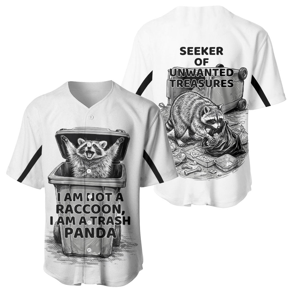 Raccoon I Am Not A Raccoon I Am A Trash Panda Baseball Jersey Funny Animal Meme Grayscale Sketch Illustration