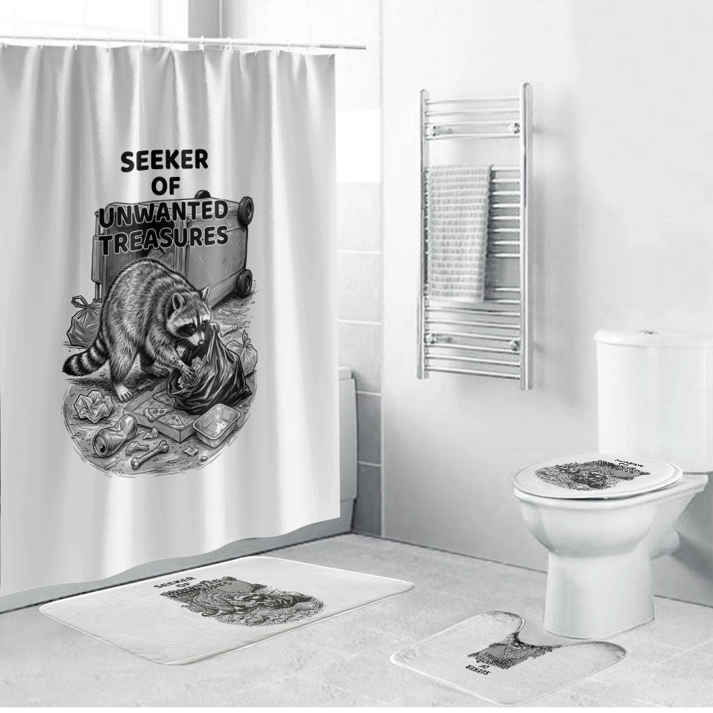 Raccoon I Am Not A Raccoon I Am A Trash Panda Bathroom Set Funny Animal Meme Grayscale Sketch Illustration