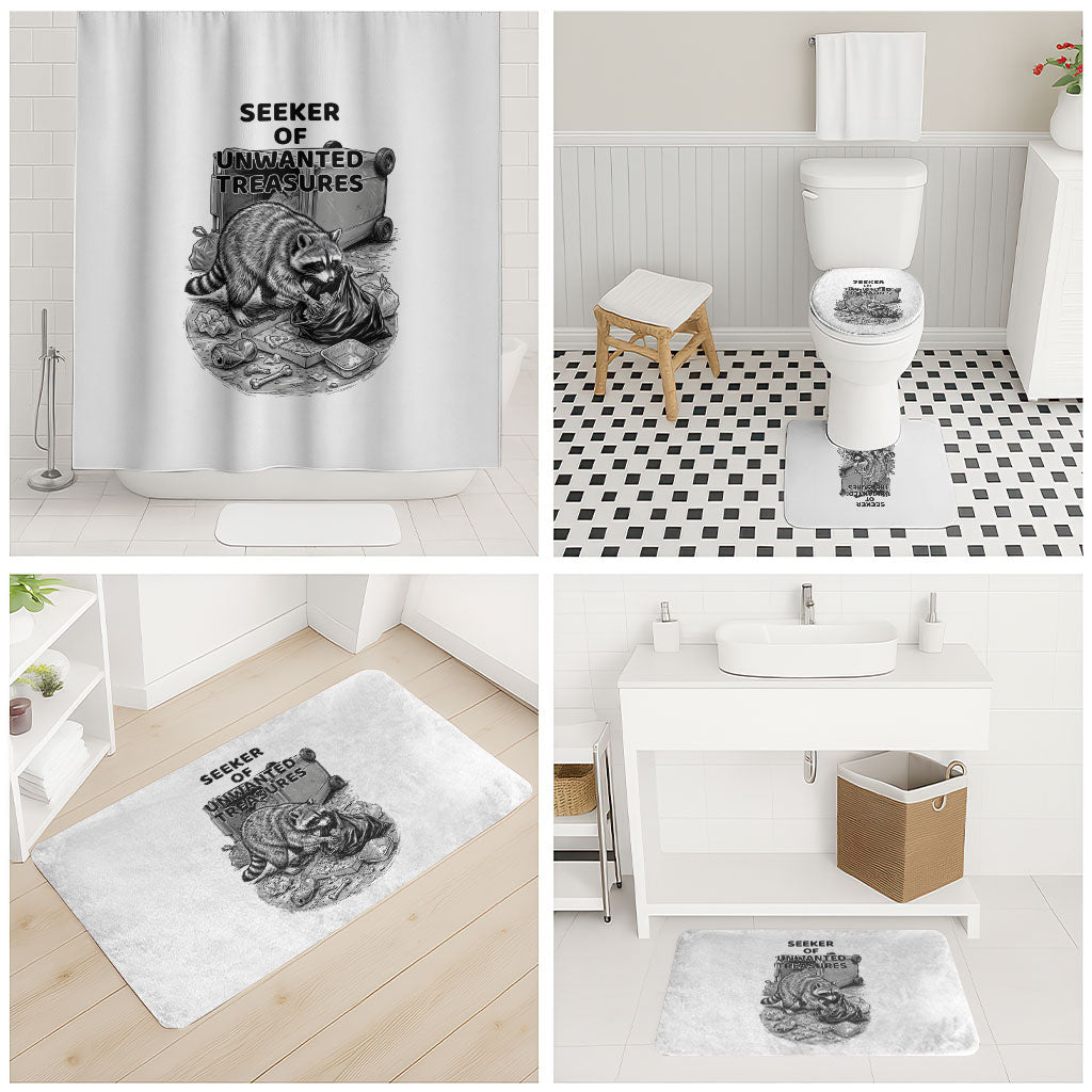 Raccoon I Am Not A Raccoon I Am A Trash Panda Bathroom Set Funny Animal Meme Grayscale Sketch Illustration