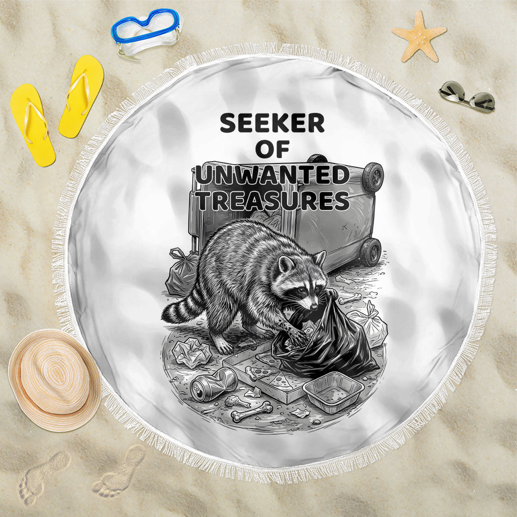 Raccoon I Am Not A Raccoon I Am A Trash Panda Beach Blanket Funny Animal Meme Grayscale Sketch Illustration