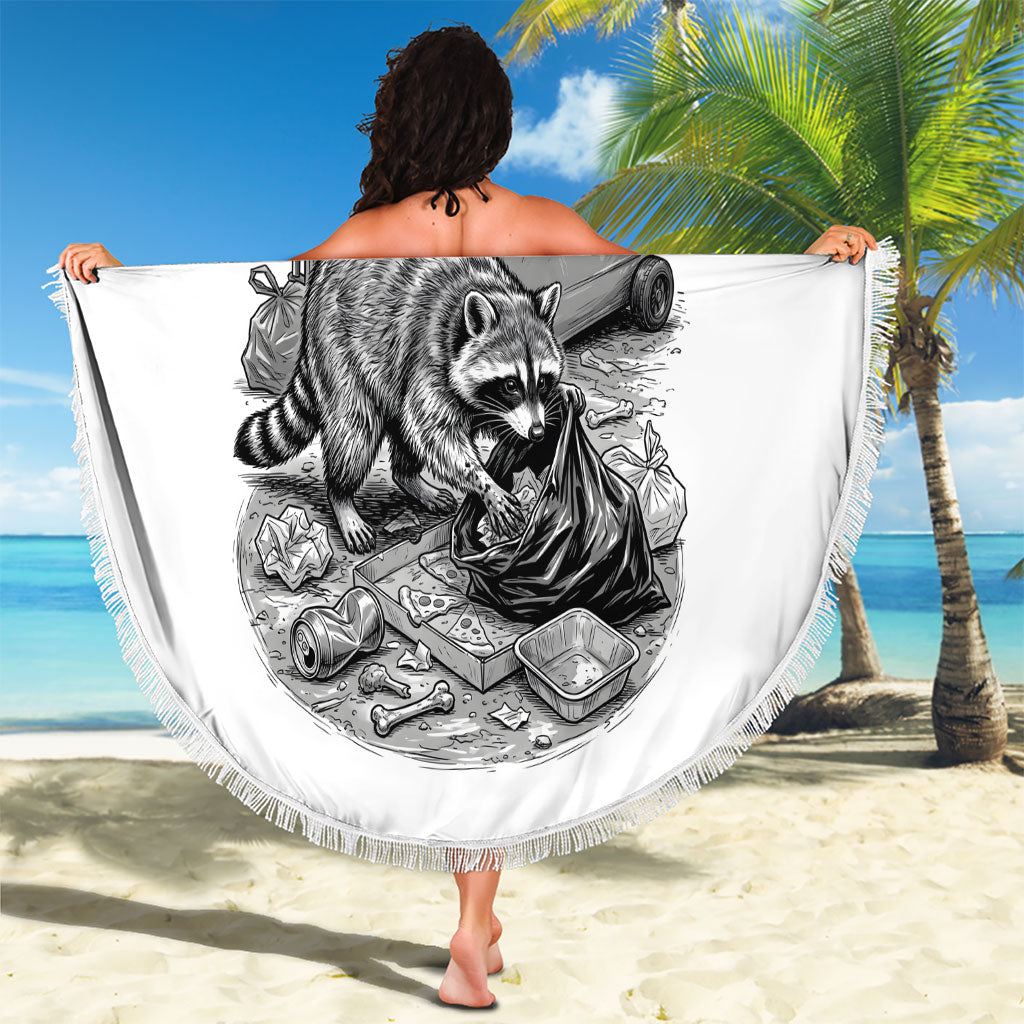 Raccoon I Am Not A Raccoon I Am A Trash Panda Beach Blanket Funny Animal Meme Grayscale Sketch Illustration