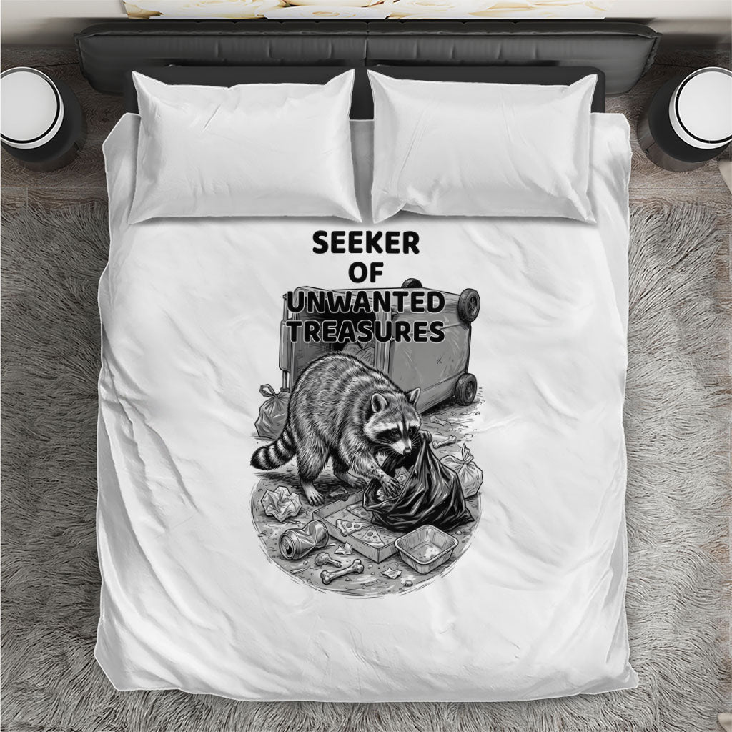Raccoon I Am Not A Raccoon I Am A Trash Panda Bedding Set Funny Animal Meme Grayscale Sketch Illustration
