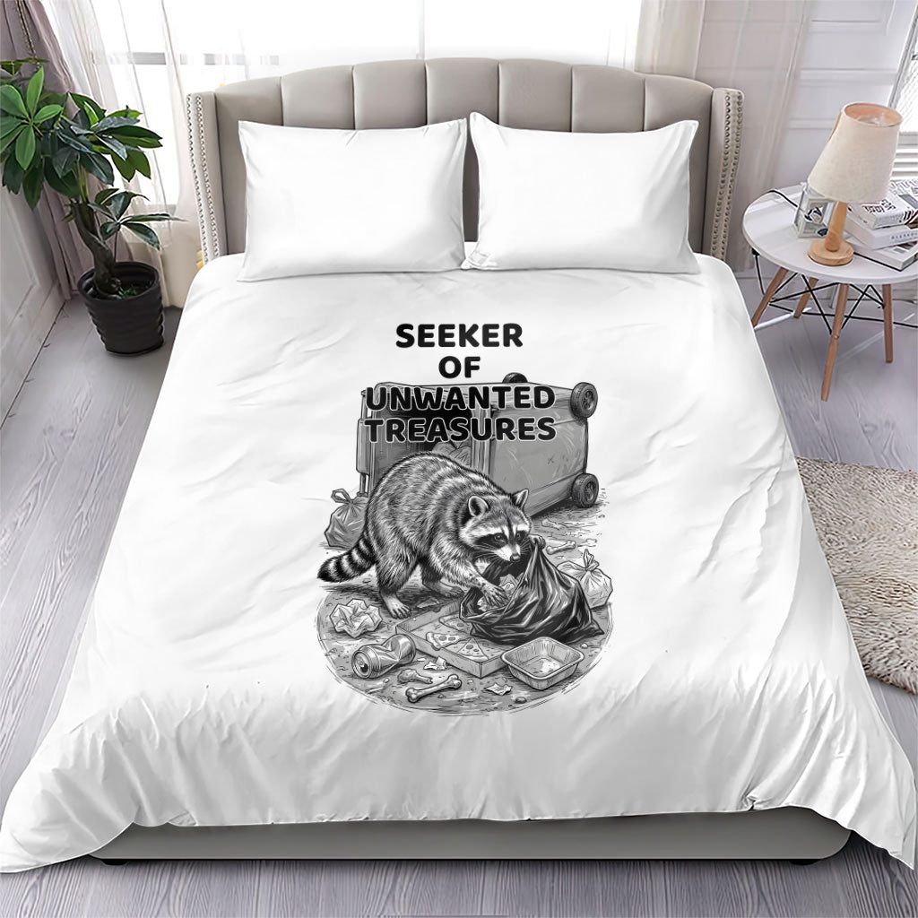 Raccoon I Am Not A Raccoon I Am A Trash Panda Bedding Set Funny Animal Meme Grayscale Sketch Illustration