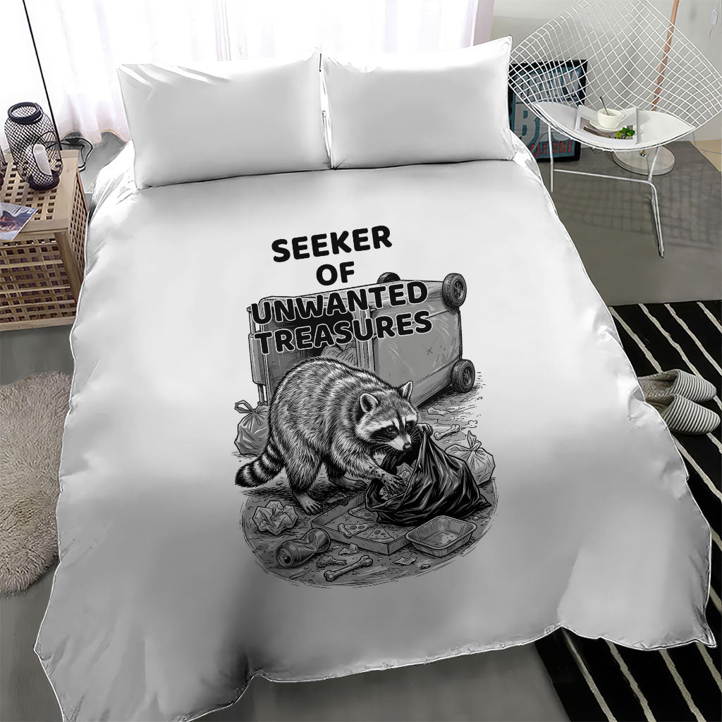 Raccoon I Am Not A Raccoon I Am A Trash Panda Bedding Set Funny Animal Meme Grayscale Sketch Illustration