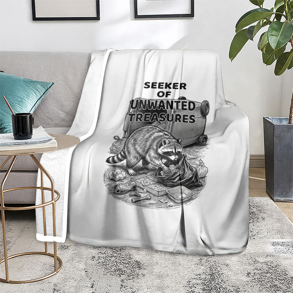 Raccoon I Am Not A Raccoon I Am A Trash Panda Blanket Funny Animal Meme Grayscale Sketch Illustration