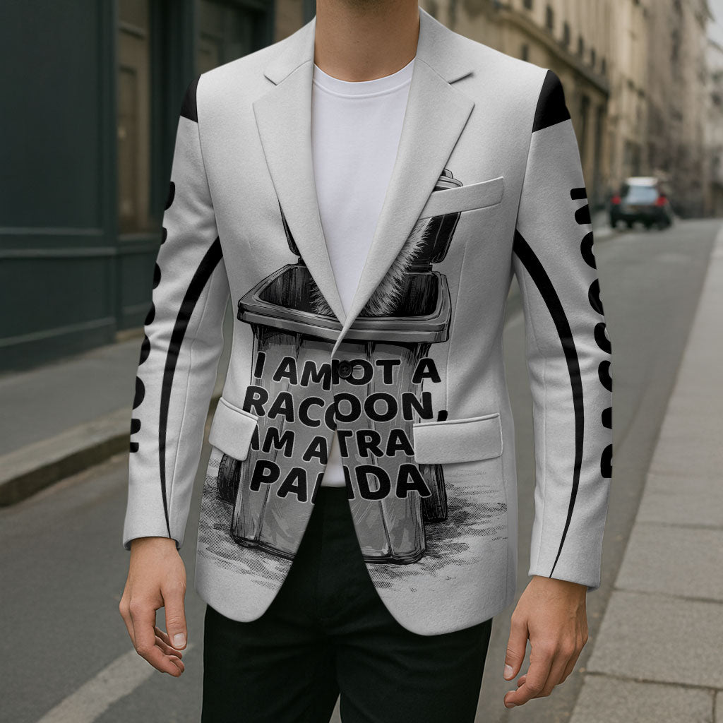 Raccoon I Am Not A Raccoon I Am A Trash Panda Blazer Funny Animal Meme Grayscale Sketch Illustration