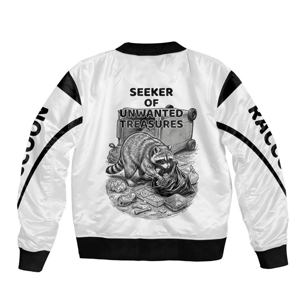Raccoon I Am Not A Raccoon I Am A Trash Panda Bomber Jacket Funny Animal Meme Grayscale Sketch Illustration