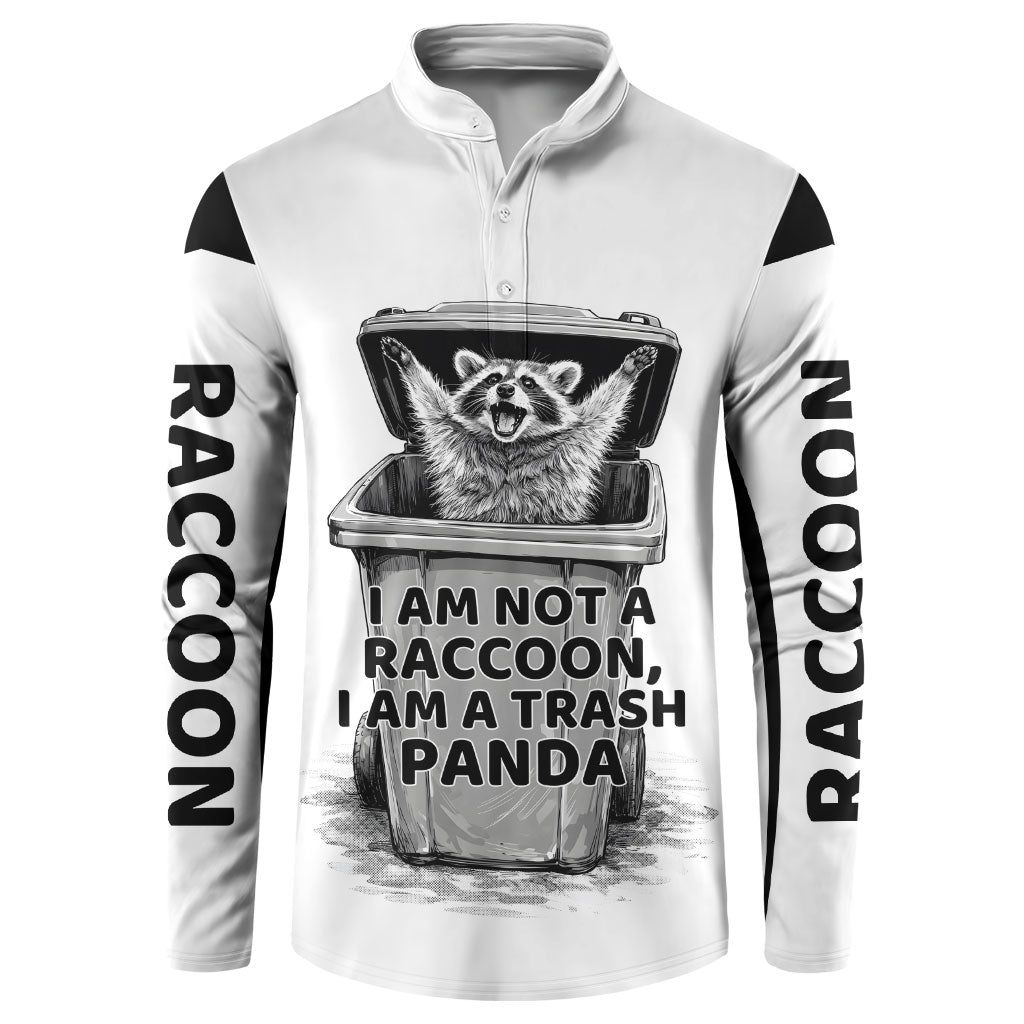 Raccoon I Am Not A Raccoon I Am A Trash Panda Button Sweatshirt Funny Animal Meme Grayscale Sketch Illustration