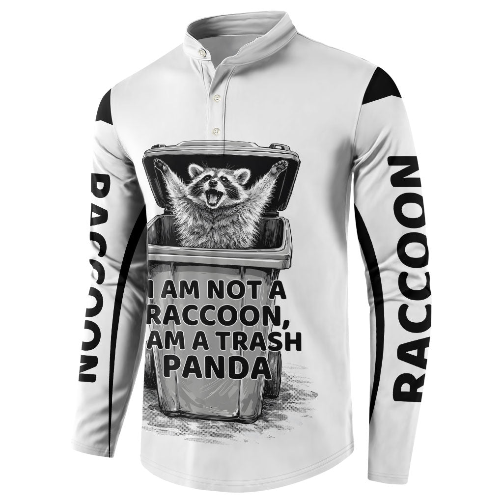 Raccoon I Am Not A Raccoon I Am A Trash Panda Button Sweatshirt Funny Animal Meme Grayscale Sketch Illustration