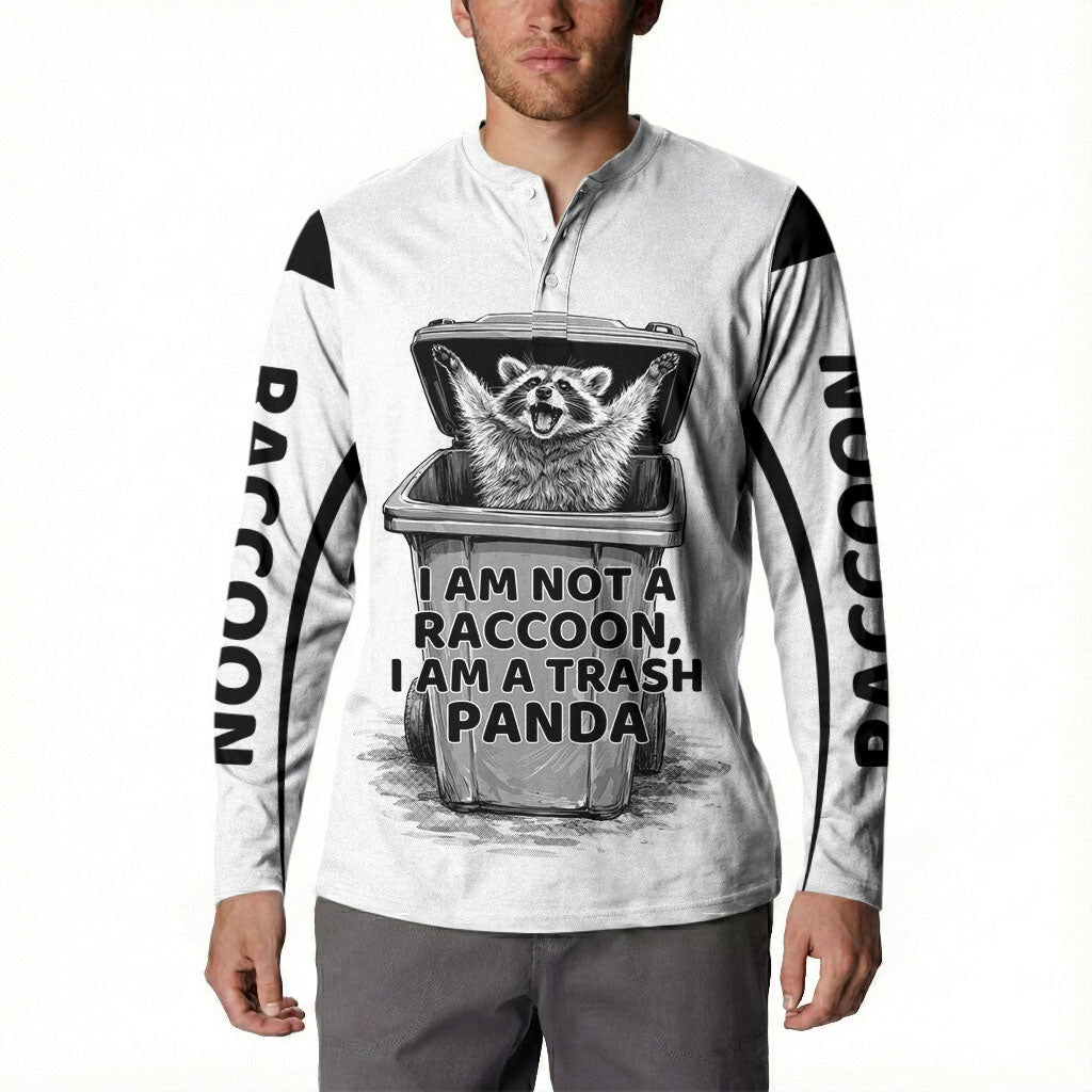 Raccoon I Am Not A Raccoon I Am A Trash Panda Button Sweatshirt Funny Animal Meme Grayscale Sketch Illustration