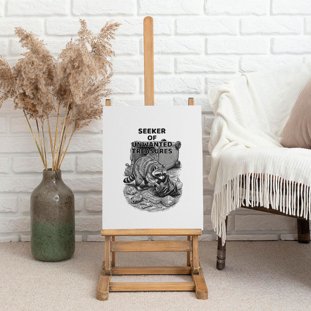 Raccoon I Am Not A Raccoon I Am A Trash Panda Canvas Wall Art Funny Animal Meme Grayscale Sketch Illustration