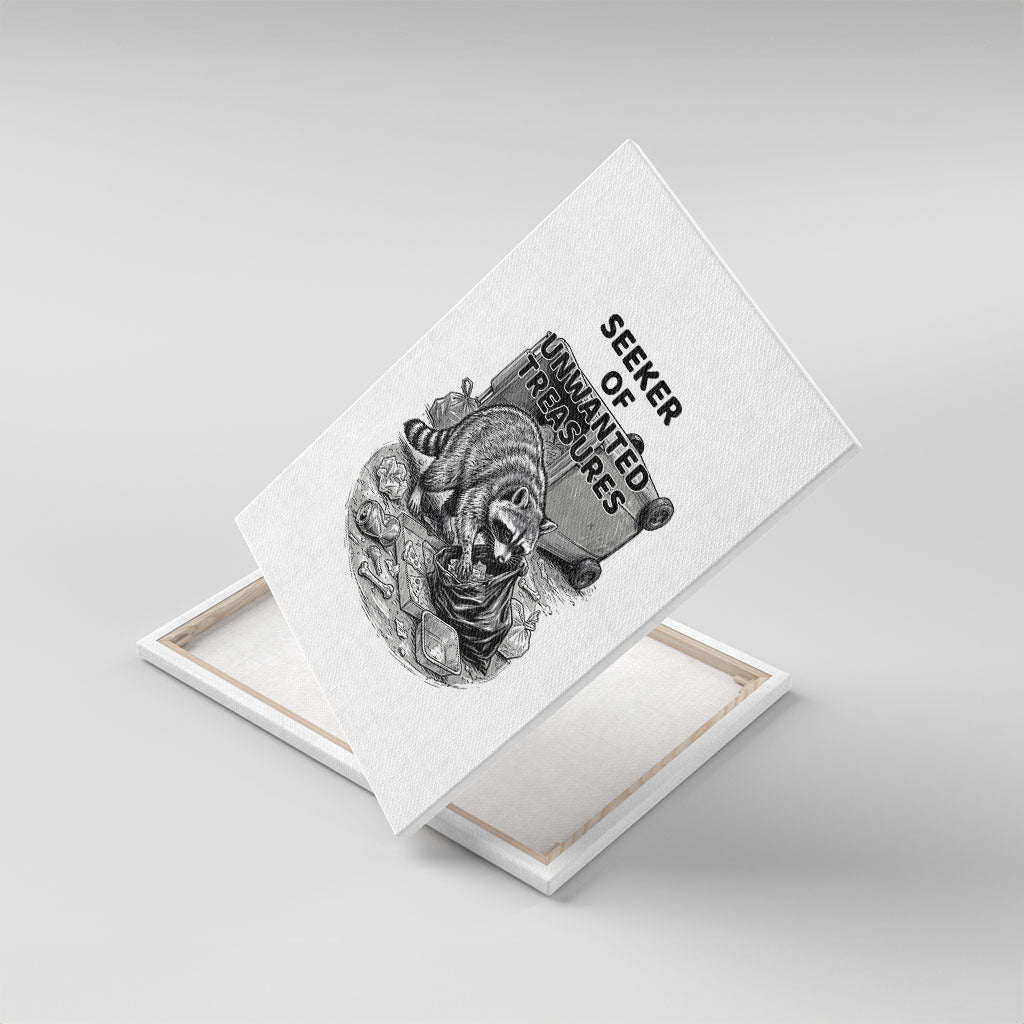 Raccoon I Am Not A Raccoon I Am A Trash Panda Canvas Wall Art Funny Animal Meme Grayscale Sketch Illustration