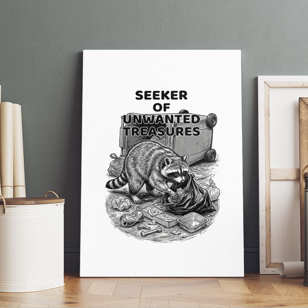 Raccoon I Am Not A Raccoon I Am A Trash Panda Canvas Wall Art Funny Animal Meme Grayscale Sketch Illustration