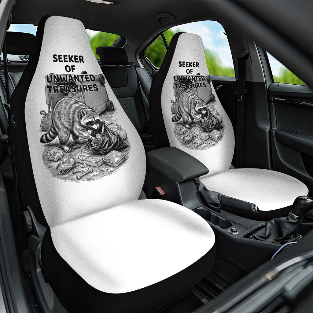 Raccoon I Am Not A Raccoon I Am A Trash Panda Car Seat Cover Funny Animal Meme Grayscale Sketch Illustration