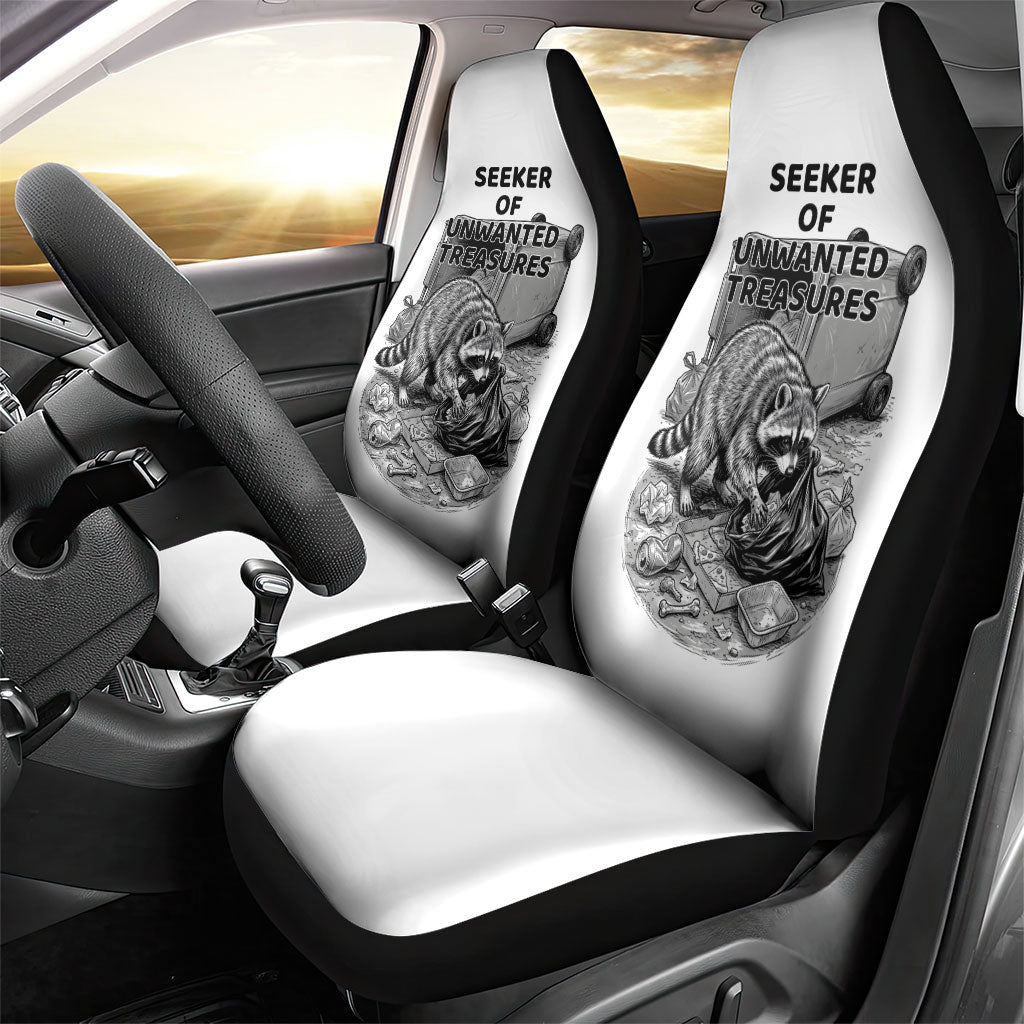 Raccoon I Am Not A Raccoon I Am A Trash Panda Car Seat Cover Funny Animal Meme Grayscale Sketch Illustration